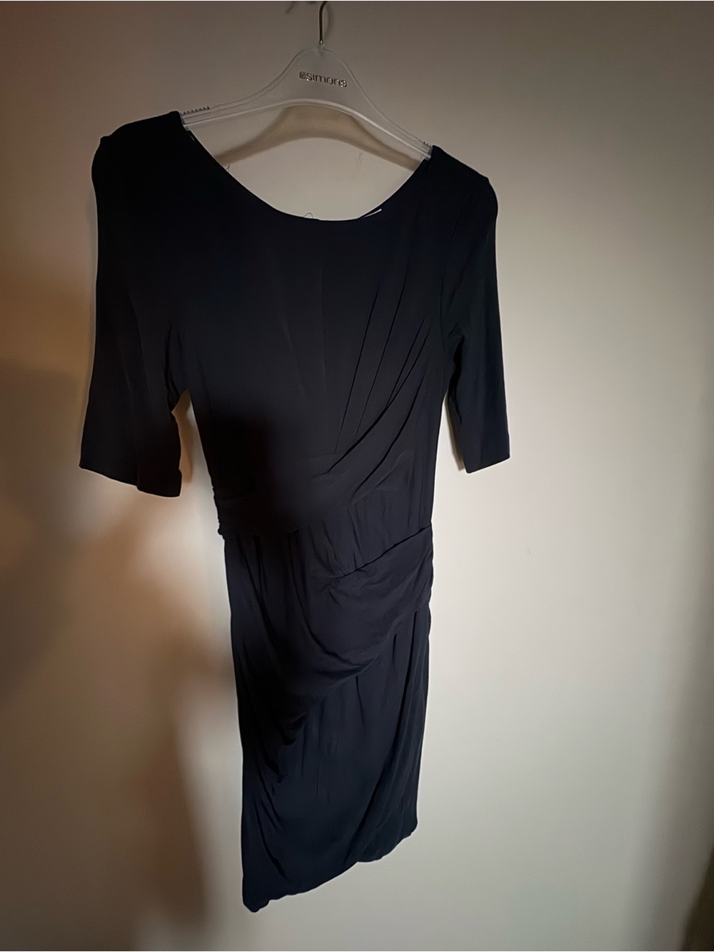 Carven brand new Blue  Draped Long-Sleeve Midi Dress